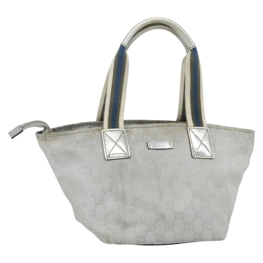 Gucci Gg Canvas Sherry Line Hand Bag Silver